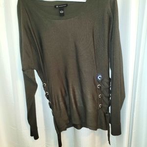 INC Olive Sweater with Rinestone accents